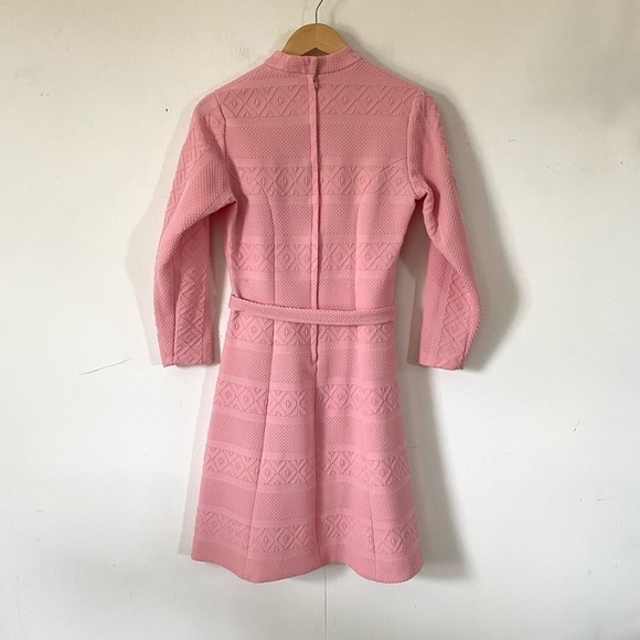 Vintage 60s Barbie Pink Dress Mod Barbiecore Long Sleeve Mini Small to Medium - Picture 8 of 10